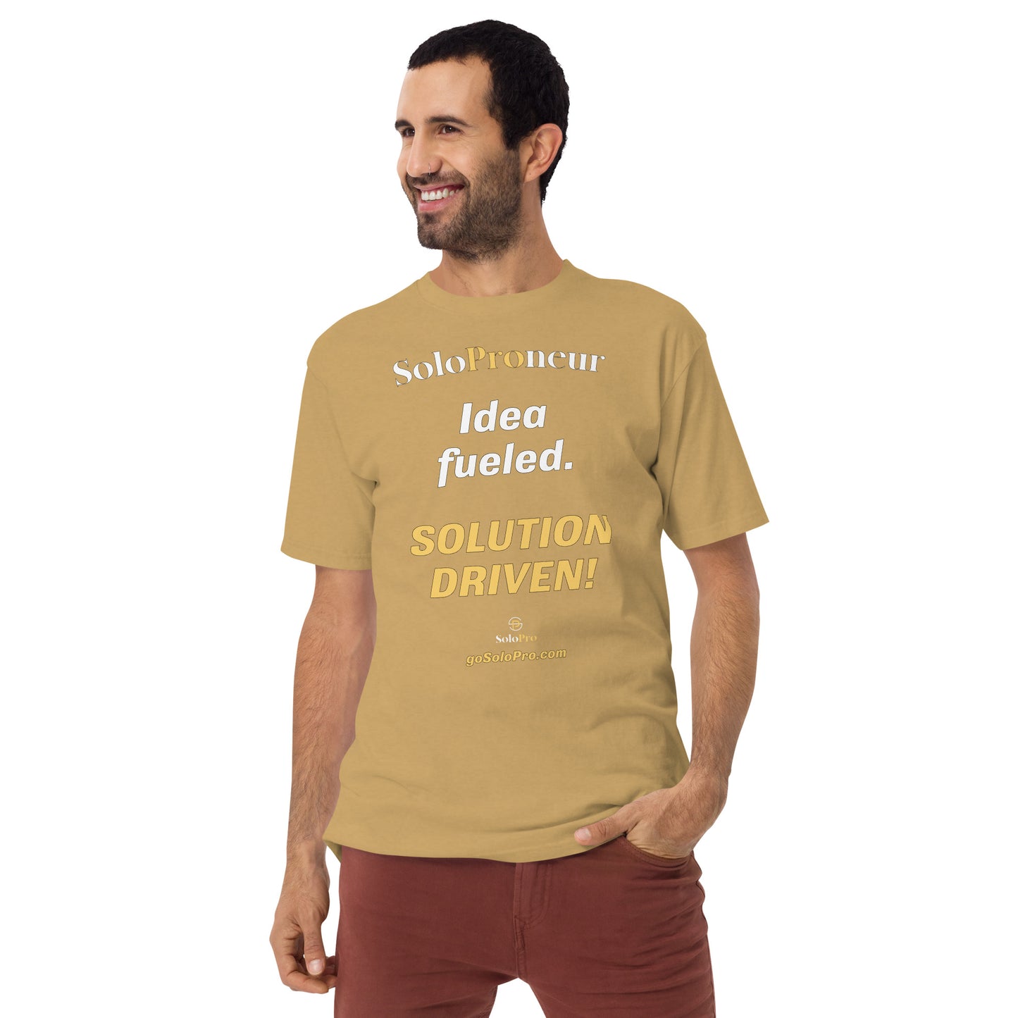 "Idea fueled. SOLUTION DRIVEN!" - Men’s premium heavyweight tee