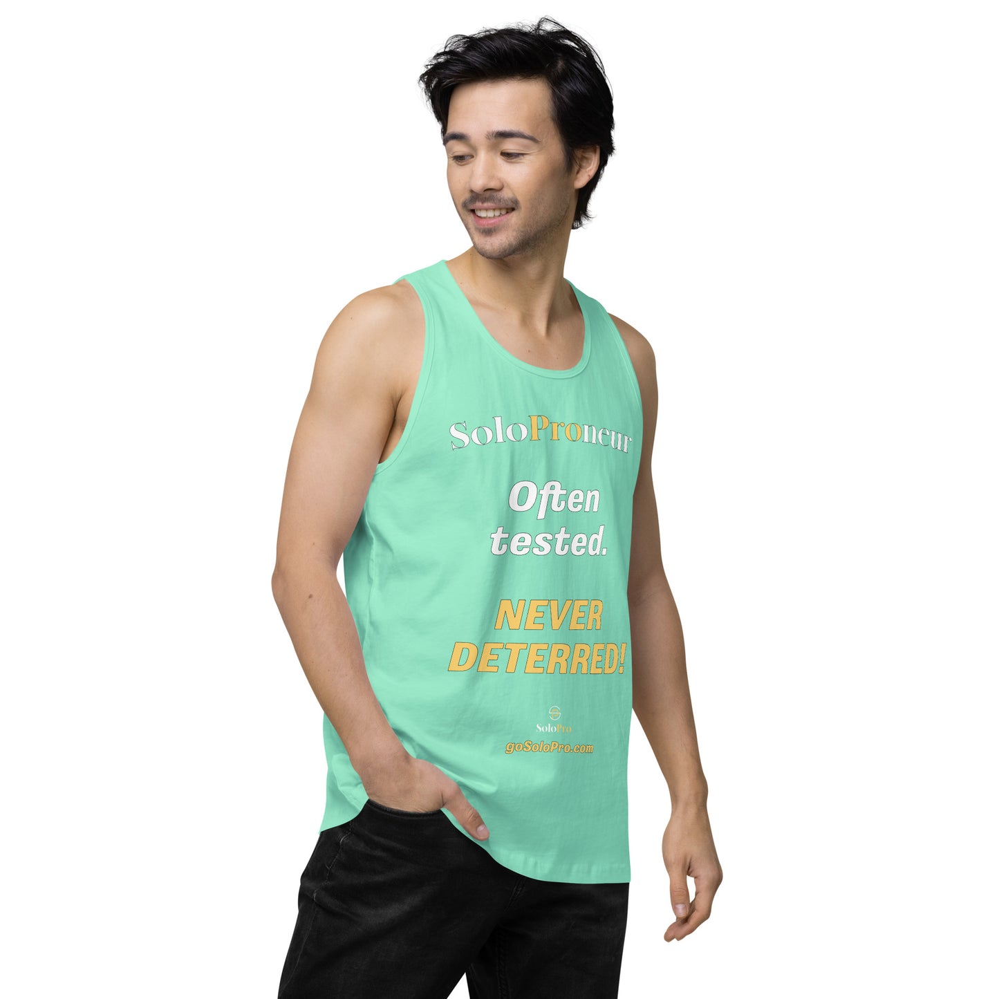 "Often tested. NEVER DETERRED!" - Men’s premium tank top