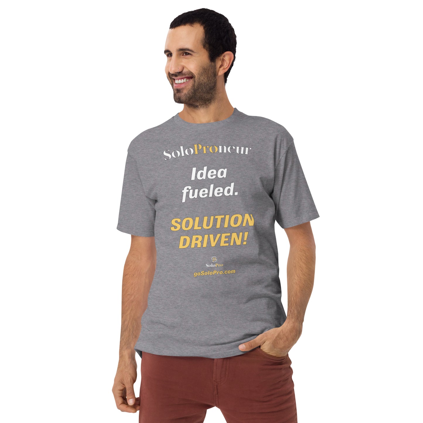"Idea fueled. SOLUTION DRIVEN!" - Men’s premium heavyweight tee