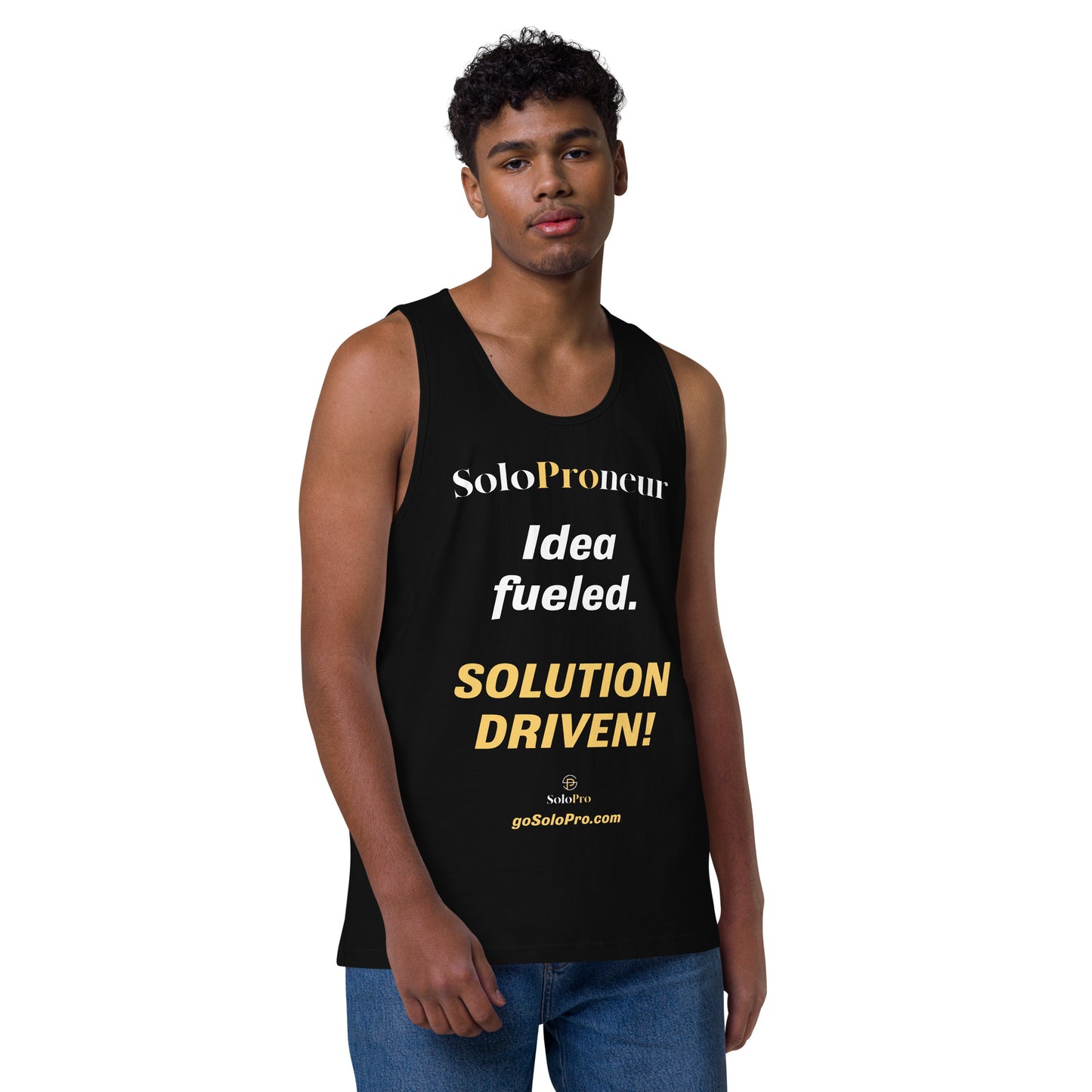 "Idea fueled. SOLUTION DRIVEN!" - Men’s premium tank top