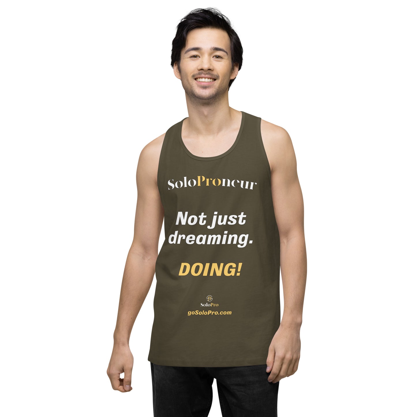 "Not just dreaming. Doing!" - Men’s premium tank top