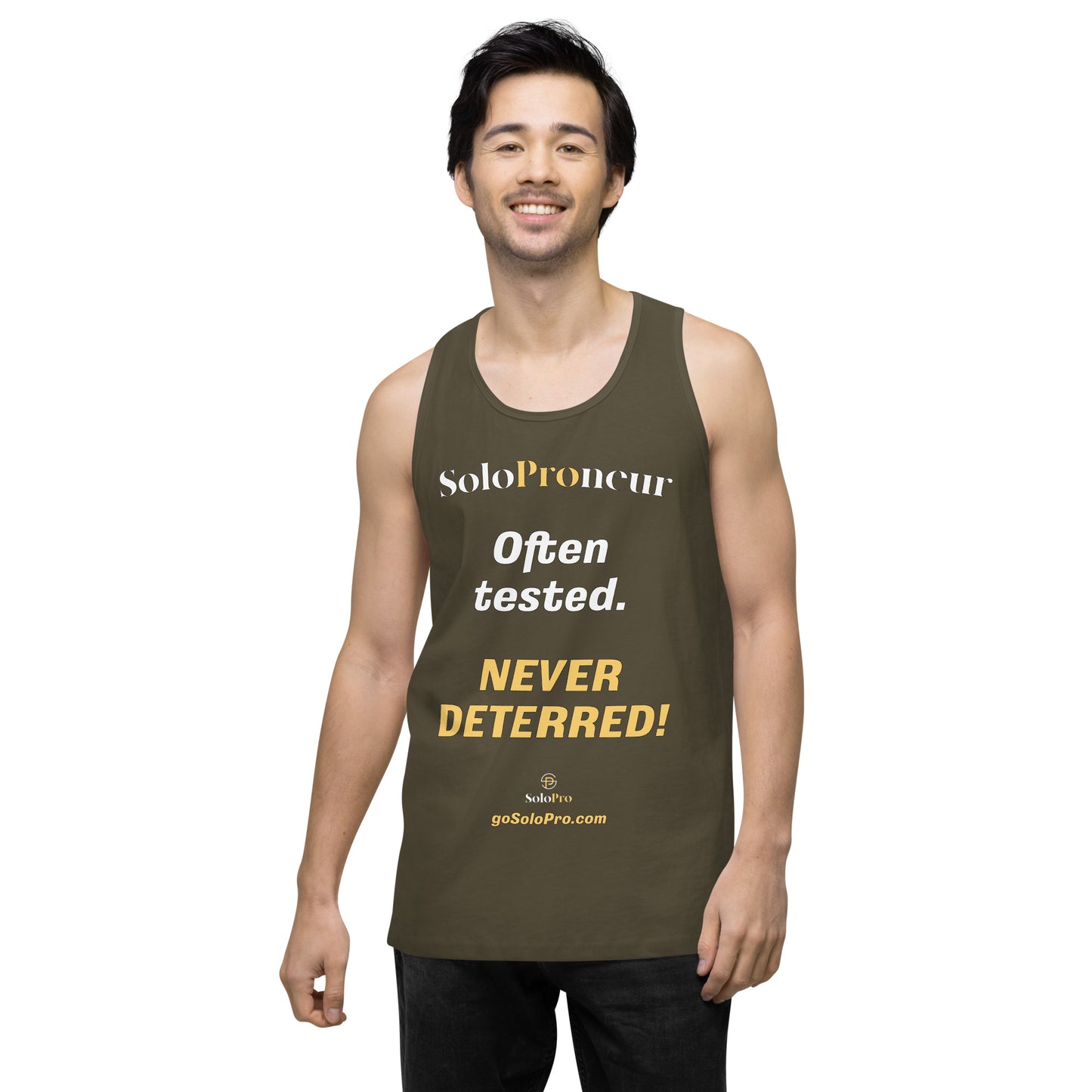 "Often tested. NEVER DETERRED!" - Men’s premium tank top