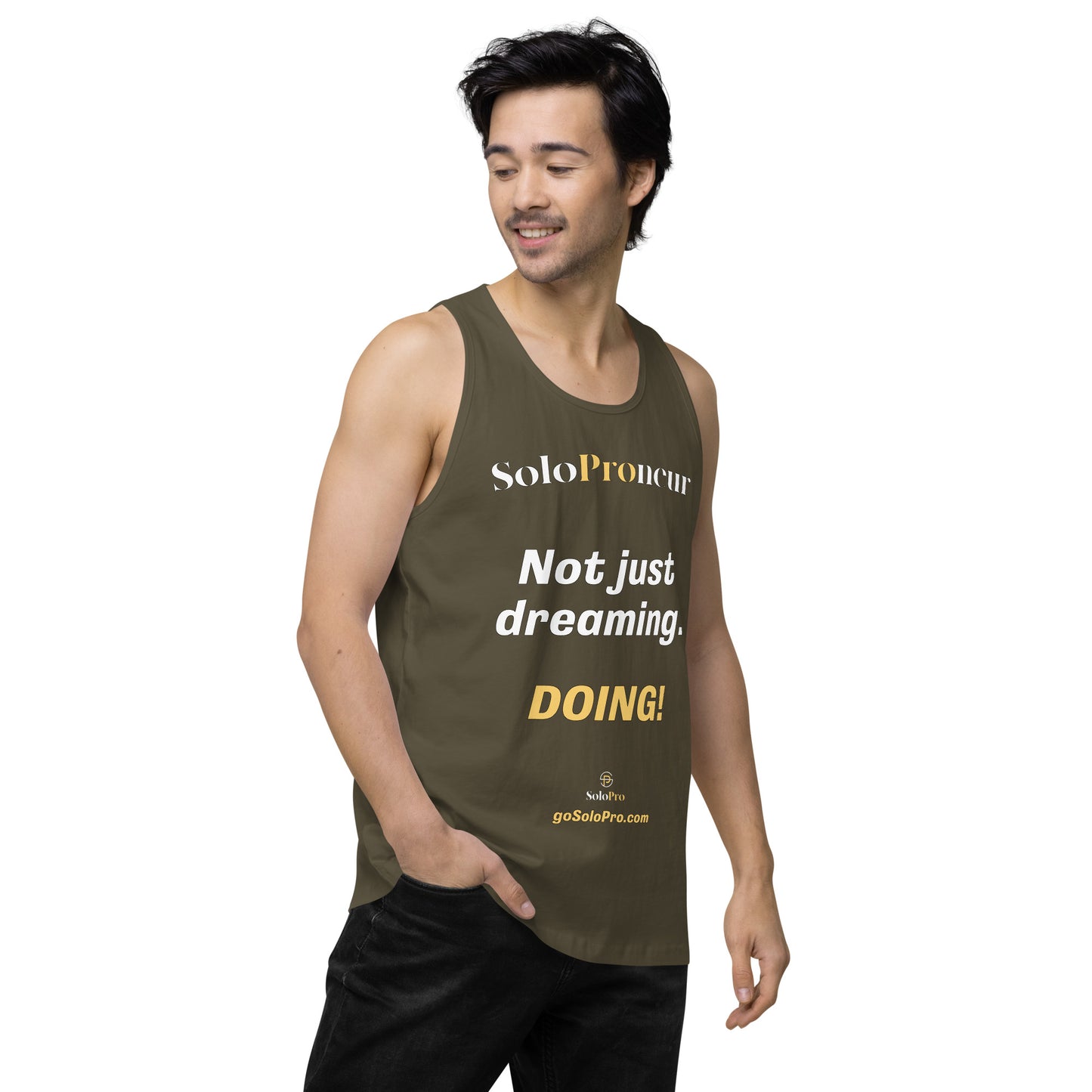 "Not just dreaming. Doing!" - Men’s premium tank top