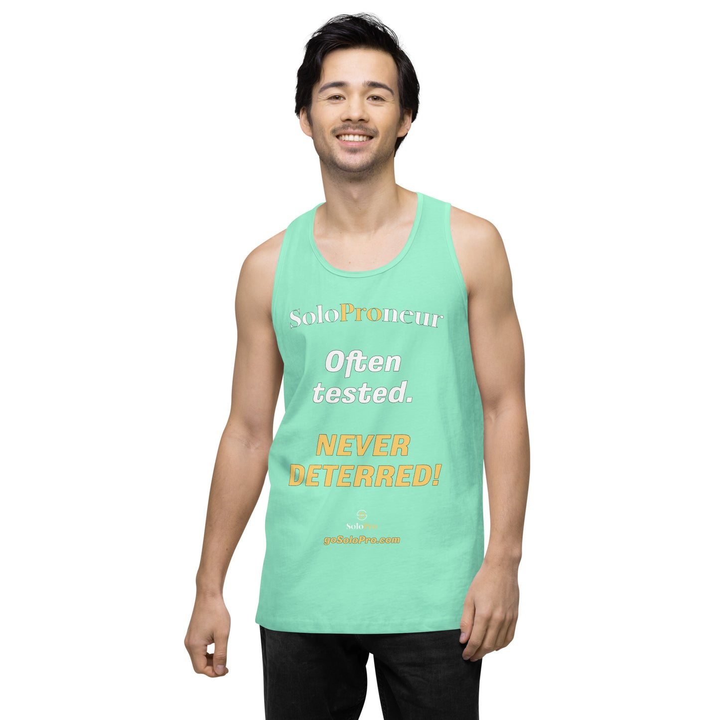 "Often tested. NEVER DETERRED!" - Men’s premium tank top