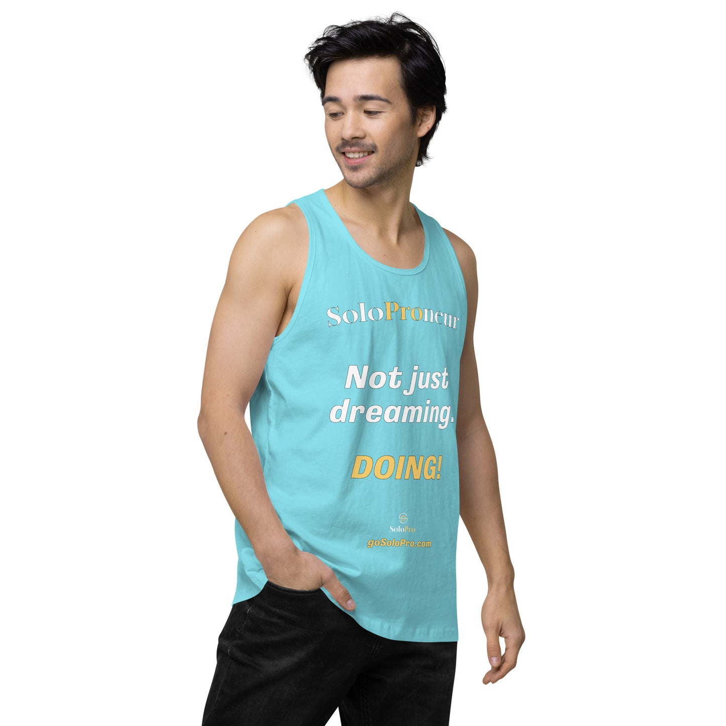 "Not just dreaming. Doing!" - Men’s premium tank top