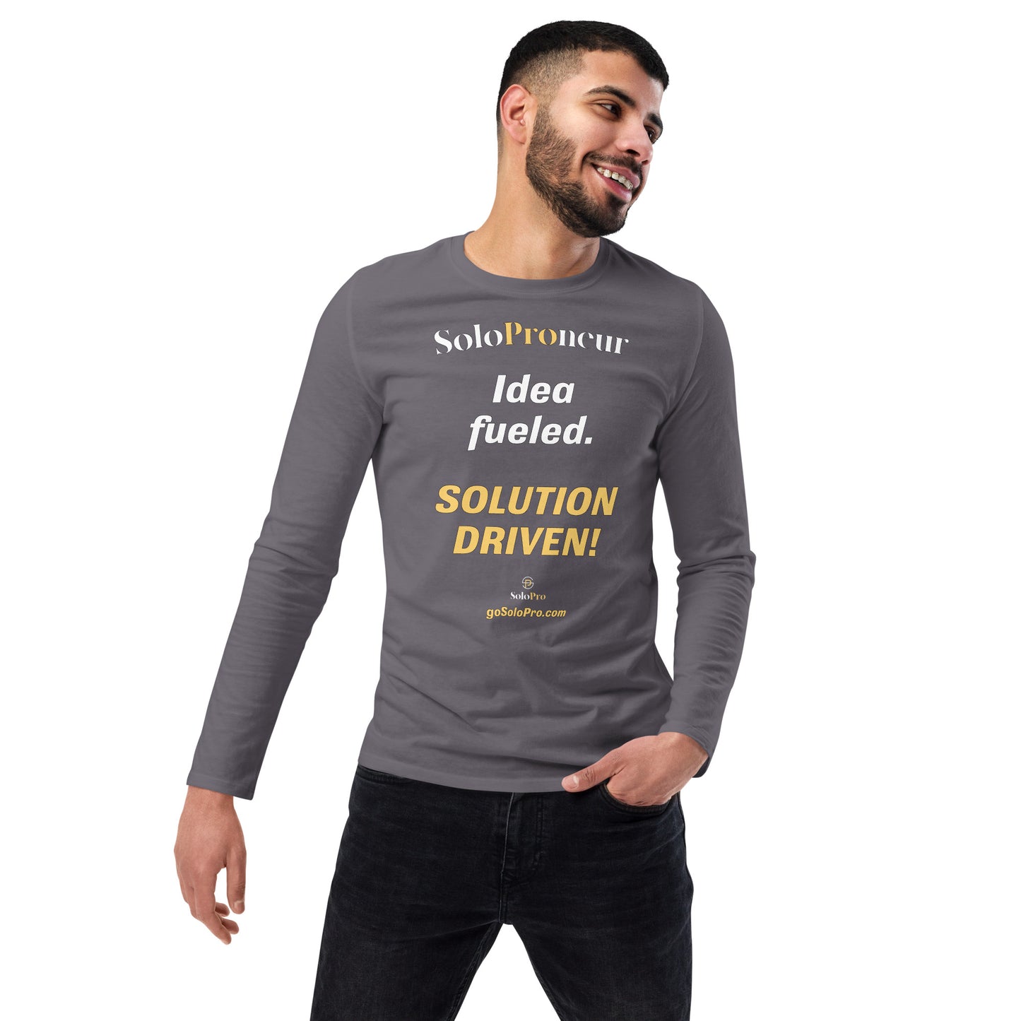 "Idea fueled. SOLUTION DRIVEN!" - Unisex fashion long sleeve shirt